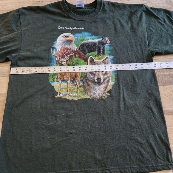Great Smoky Mountains T-Shirt Sz XL Whitetail Deer Wolf Black Bear Eagle USA - Picture 7 of 11